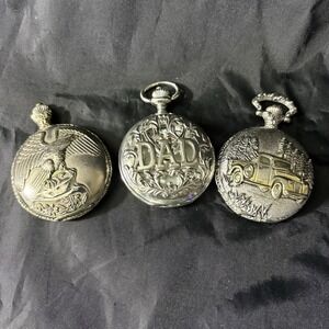 Lot Of 3 Vintage Quartz Pocket Watches, Dad, Eagle, Truck